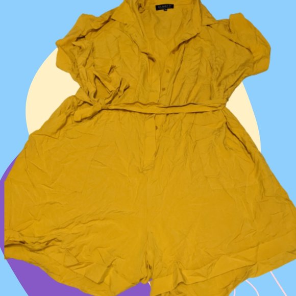Plus Yellow Button-Up Eloquii Romper - Picture 1 of 2